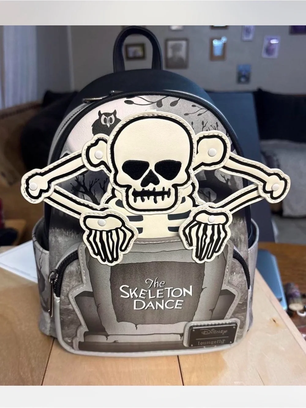 Disney Loungefly The Skeleton Dance Grey Skull Backpack